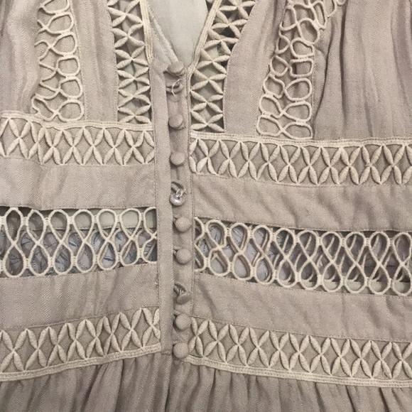 Beige flowy peasant style long sleeve deep c neck  boho dress from free people - Picture 5 of 5